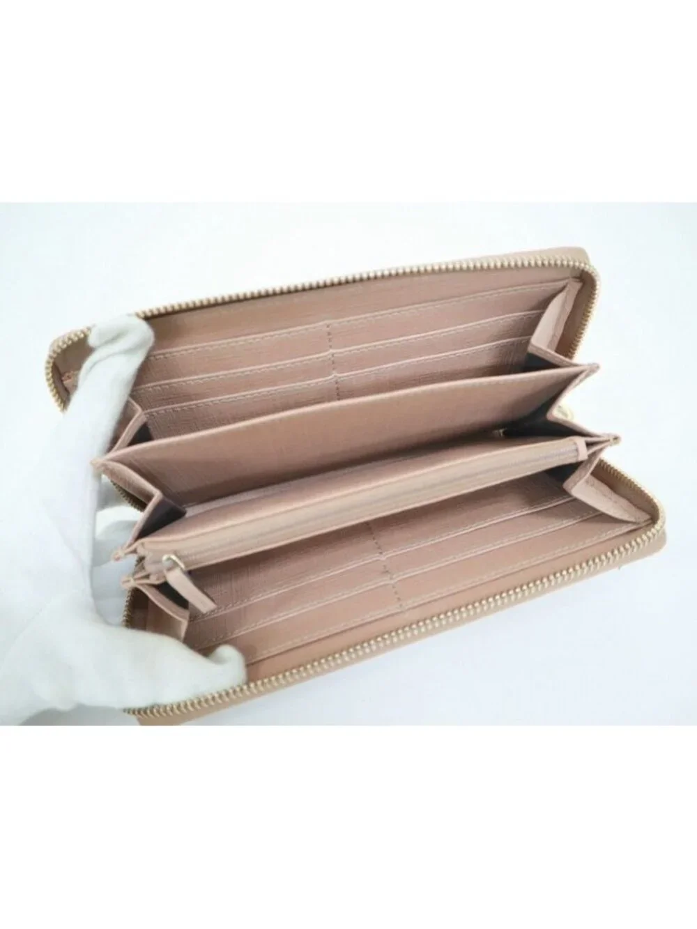 Gucci Zip Around Wallet GG Supreme Canvas Beige Pink - Picture 4 of 7